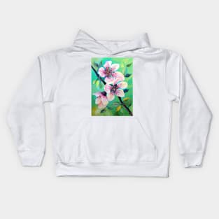 Japanese Cherry Blossom Tree Watercolor Kids Hoodie